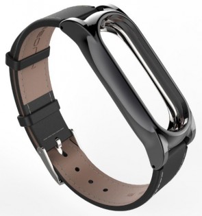 Шкіряний ремінець для Xiaomi Mi Band 2 MJobs 2 Plus Black/White